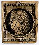 le numéro 3, premier timbre de France.